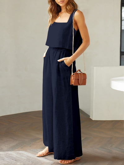 Maxina | Luftiges Damen Set mit Cropped Top & Weit geschnittene Hose