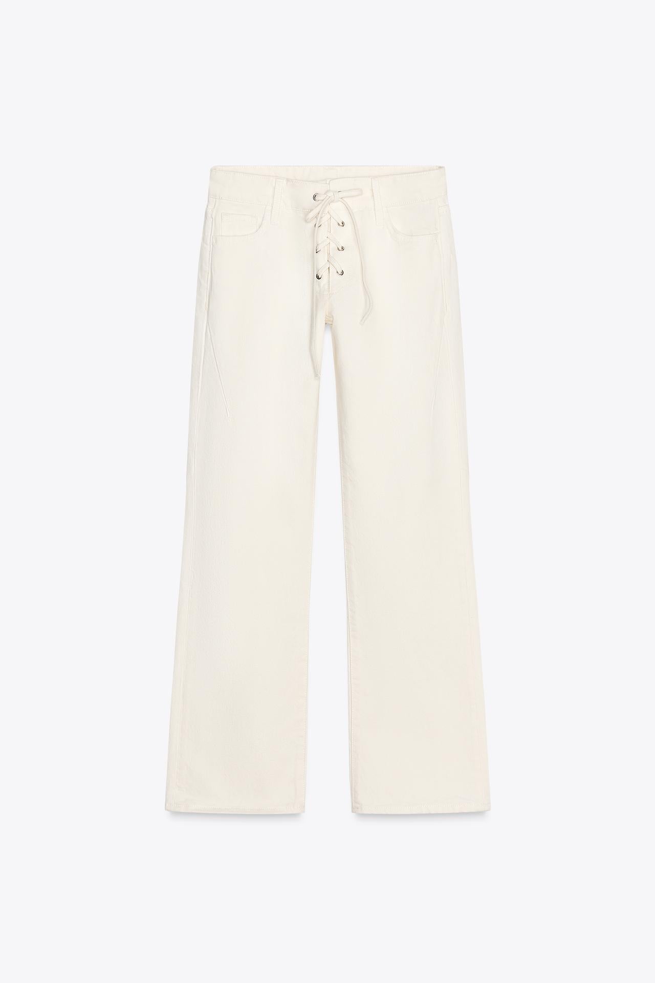 Sienna | Off-White Hose mit Schnürung & geradem Bein