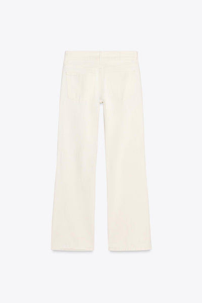 Sienna | Off-White Hose mit Schnürung & geradem Bein