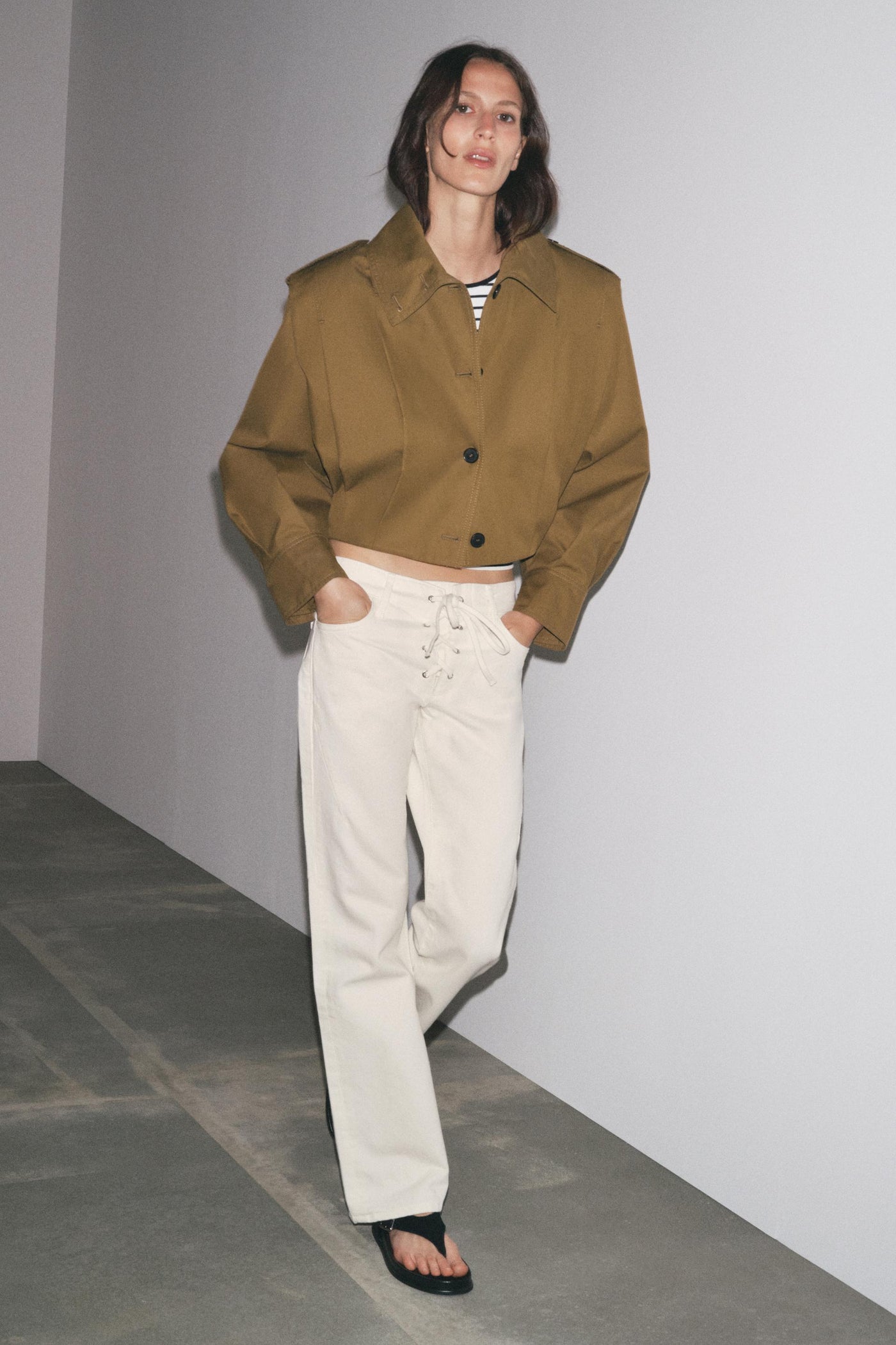Sienna | Off-White Hose mit Schnürung & geradem Bein
