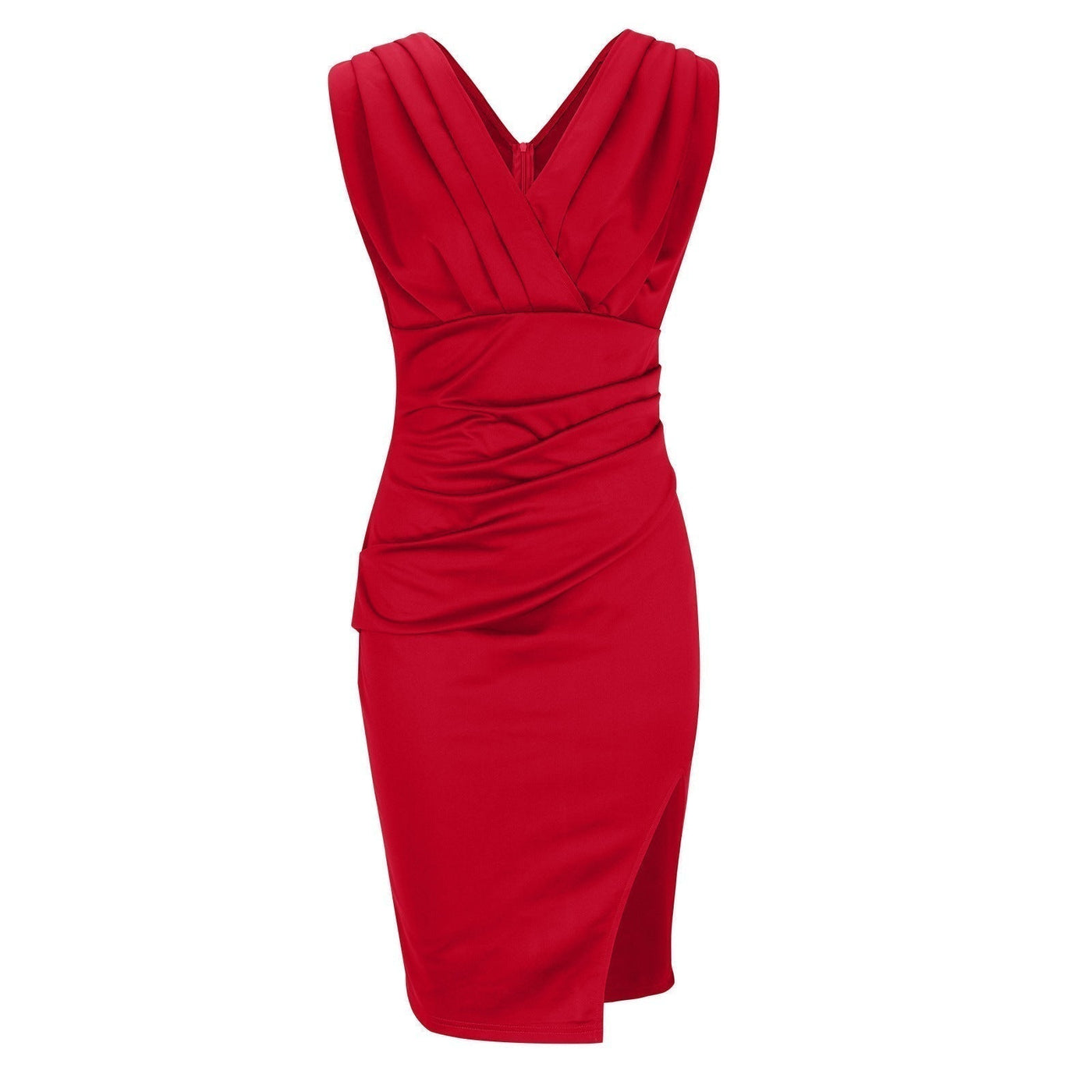 Fresia™ | Enges Kleid mit V-Ausschnitt und Schlitz