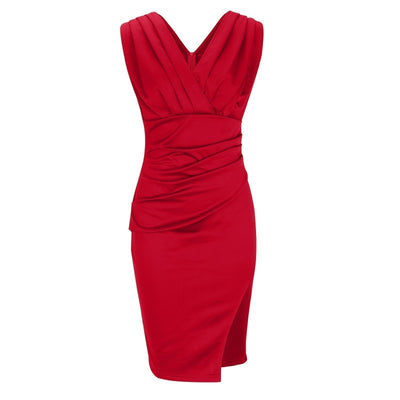 Fresia™ | Enges Kleid mit V-Ausschnitt und Schlitz