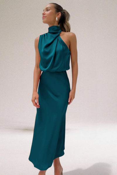 Flavia™ | Glamouröses Satin-Kleid mit Halter