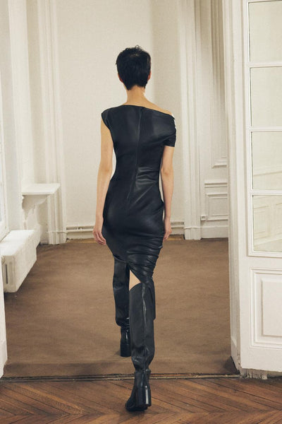 NoirDrape Faux | Midi Kleid