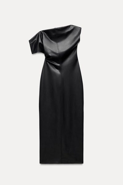 NoirDrape Faux | Midi Kleid