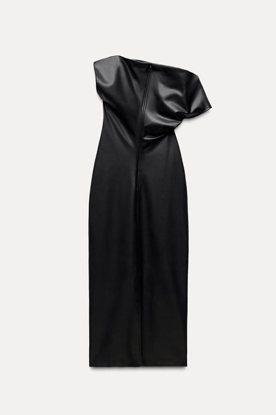 NoirDrape Faux | Midi Kleid