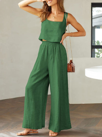 Maxina | Luftiges Damen Set mit Cropped Top & Weit geschnittene Hose