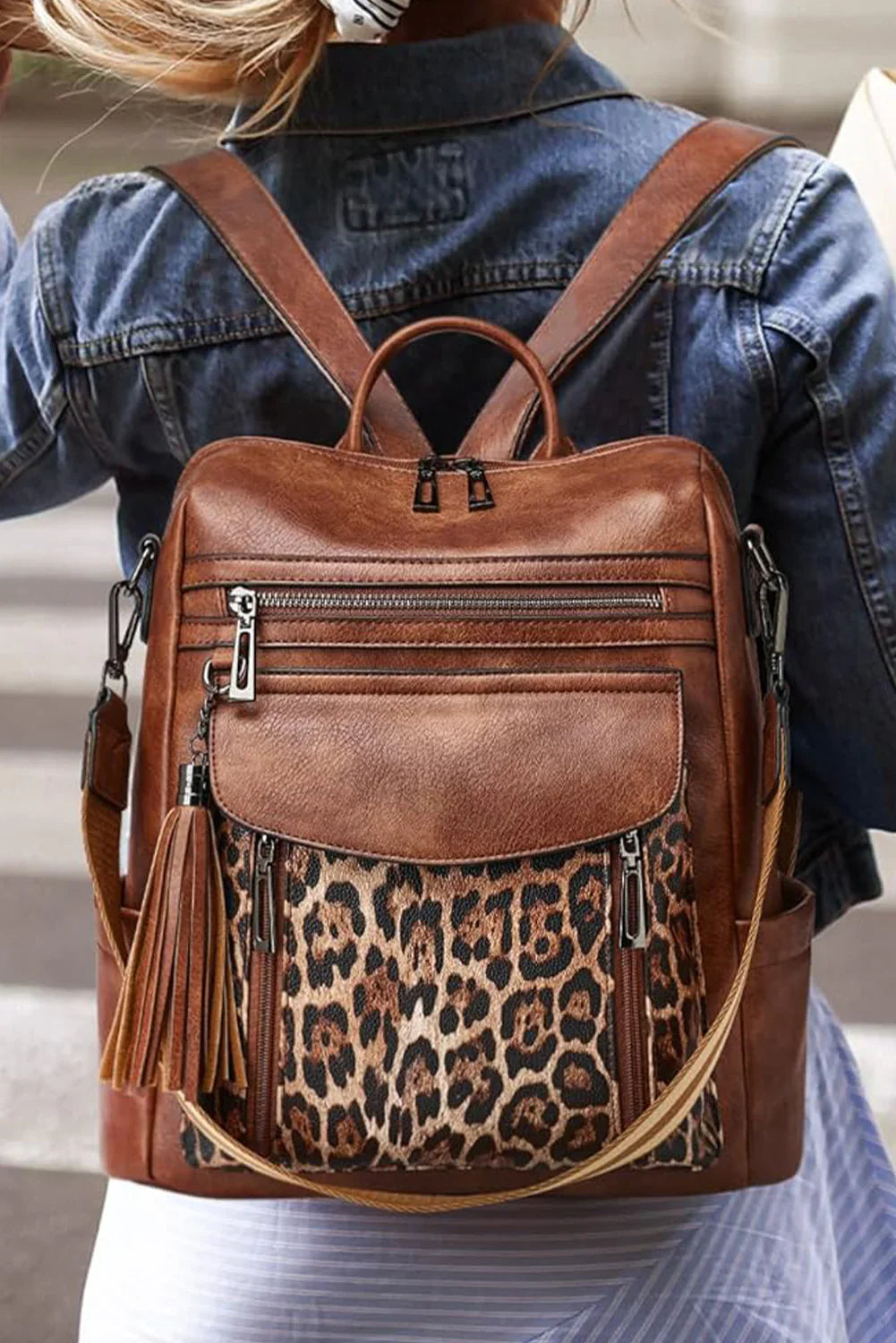 Liorra | Rucksack mit Leopardenmuster & veganen Lederdetails