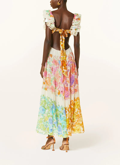 Bloomelia | Maxi Kleid mit Blumenmuster & Rüschen