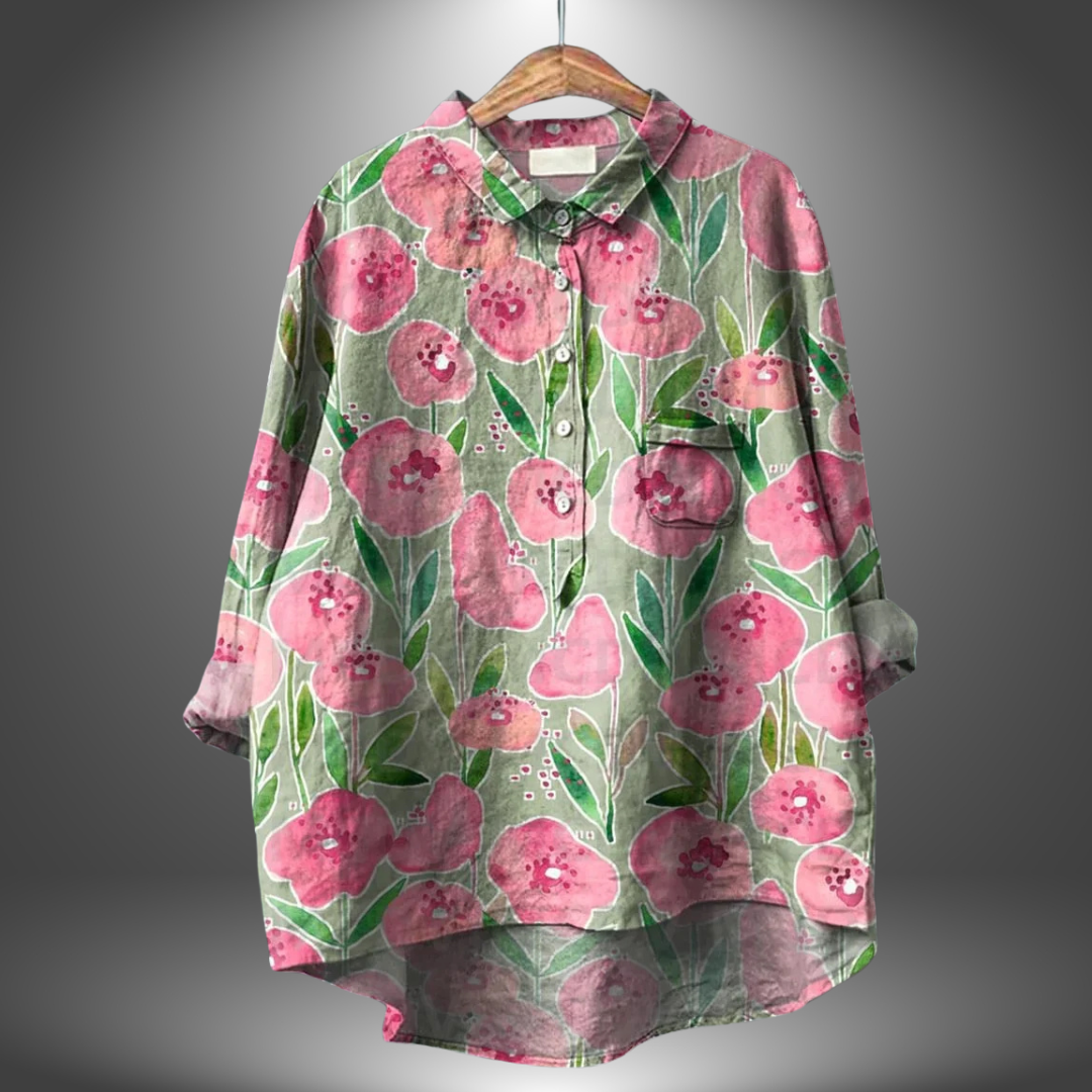 Virginia | Handgefertigte Blumenbluse für Damen