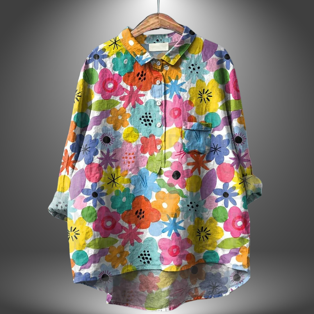 Virginia | Handgefertigte Blumenbluse für Damen
