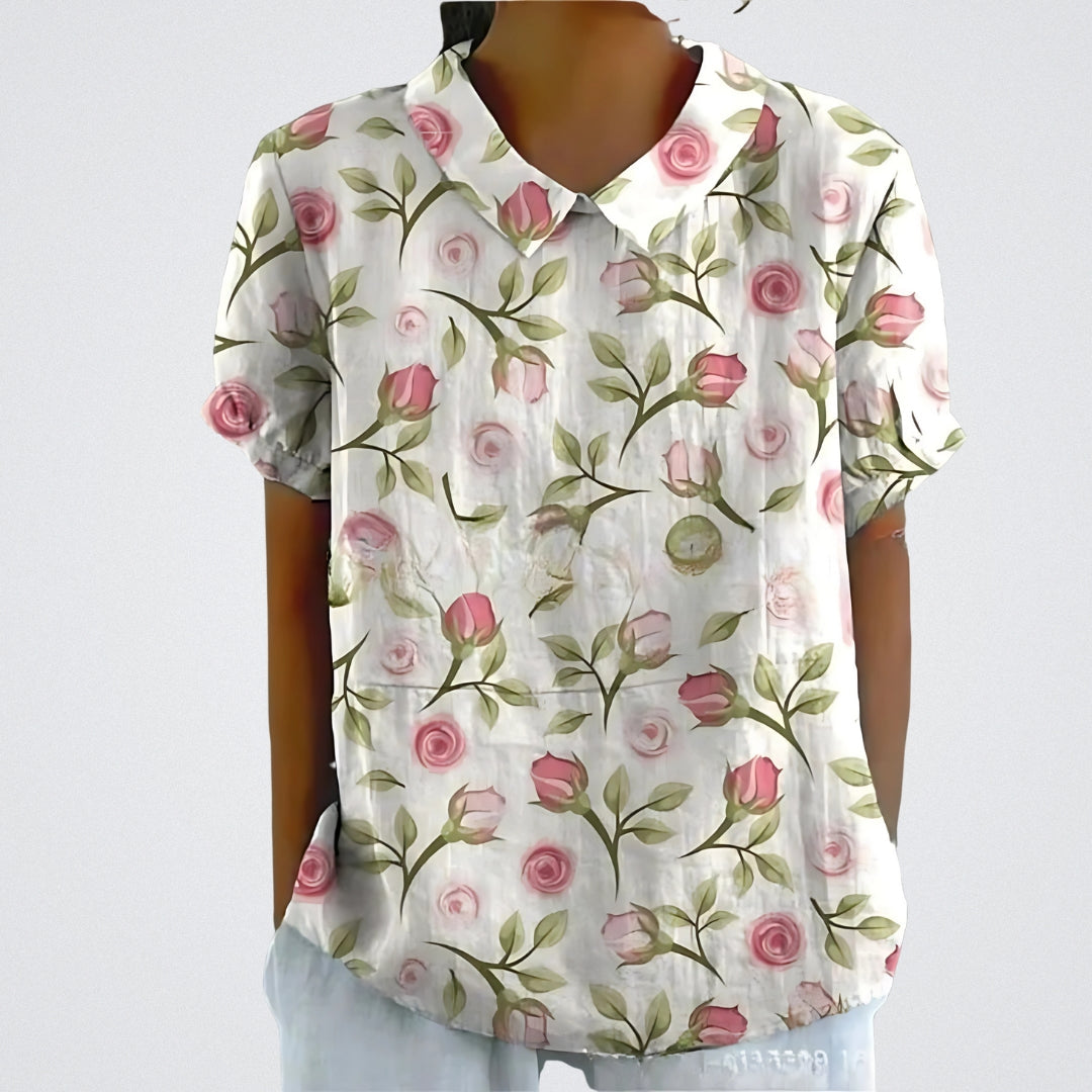 Lina™ | Bluse aus Blumen-Leinen