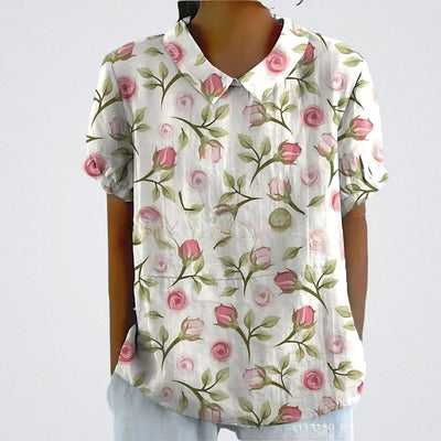 Lina™ | Bluse aus Blumen-Leinen