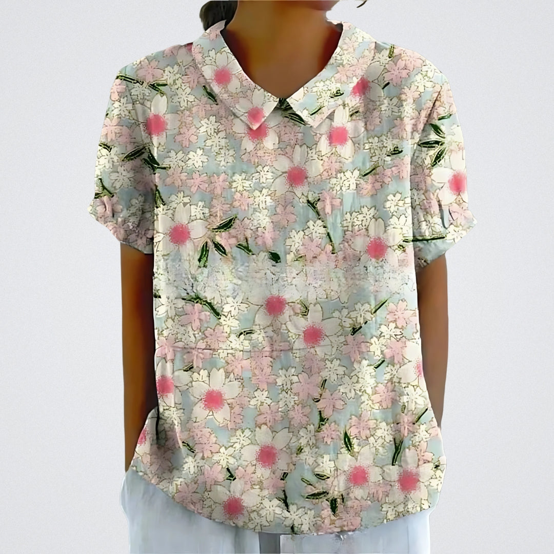 Lina™ | Bluse aus Blumen-Leinen
