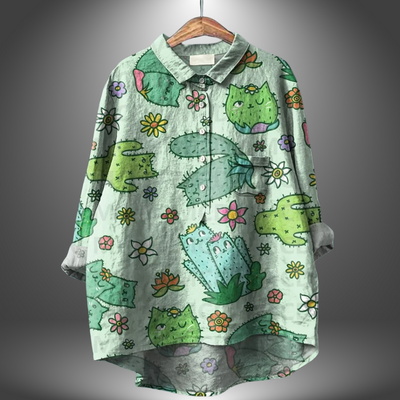 Virginia | Handgefertigte Blumenbluse für Damen