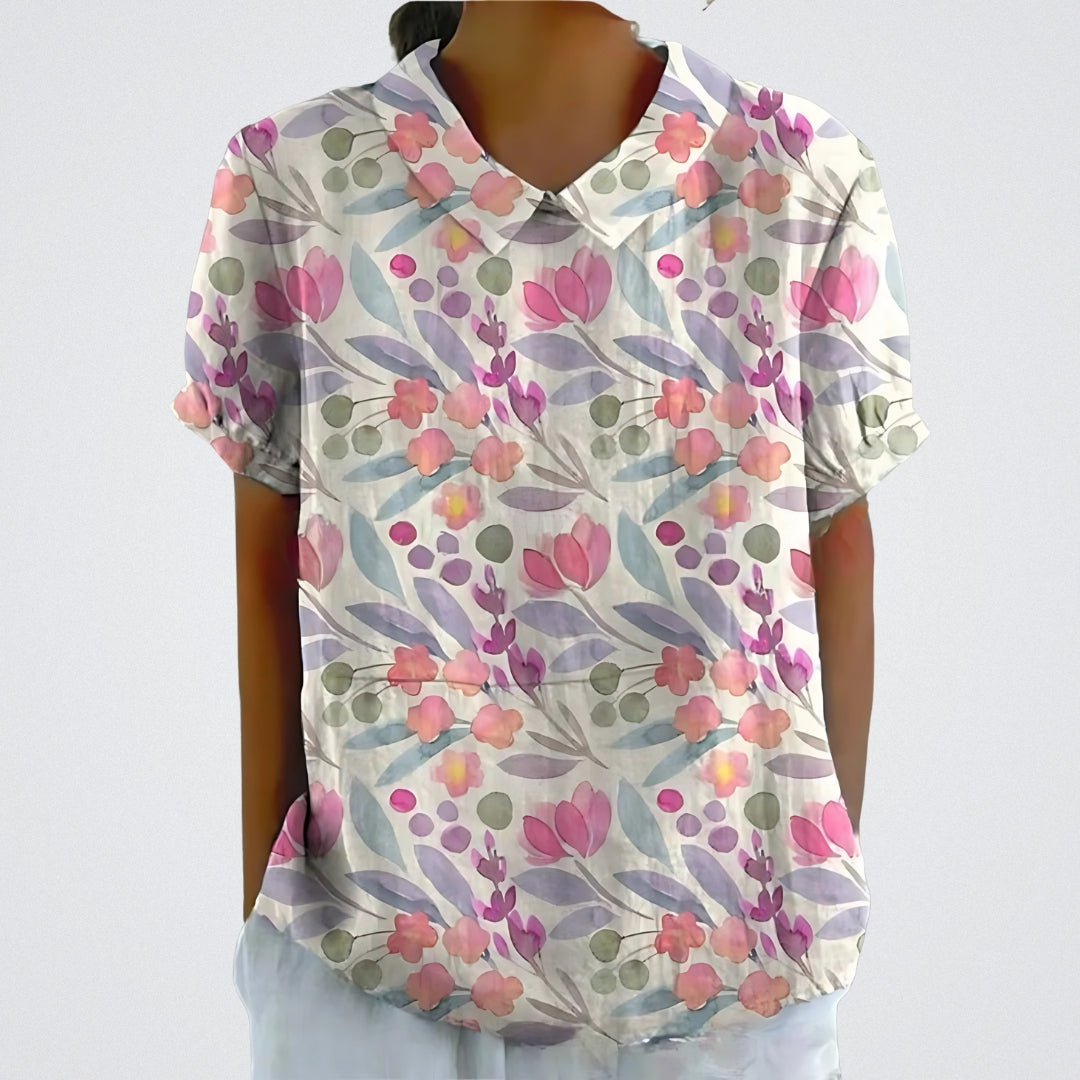 Lina™ | Bluse aus Blumen-Leinen