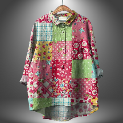 Virginia | Handgefertigte Blumenbluse für Damen