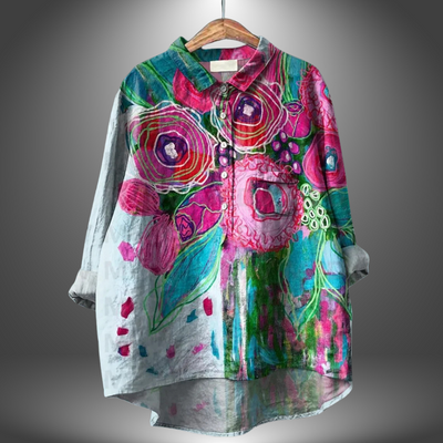 Virginia | Handgefertigte Blumenbluse für Damen