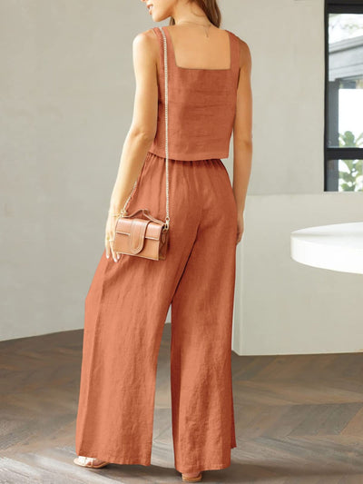 Maxina | Luftiges Damen Set mit Cropped Top & Weit geschnittene Hose