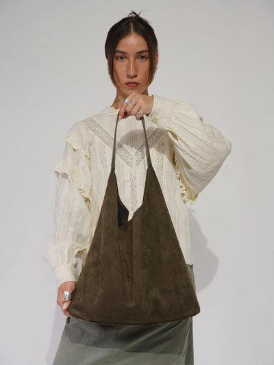 RetroSoft Suede | Schultertasche mit Passender Clutch