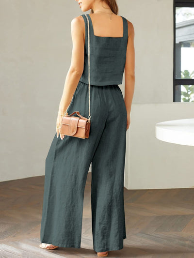 Maxina | Luftiges Damen Set mit Cropped Top & Weit geschnittene Hose