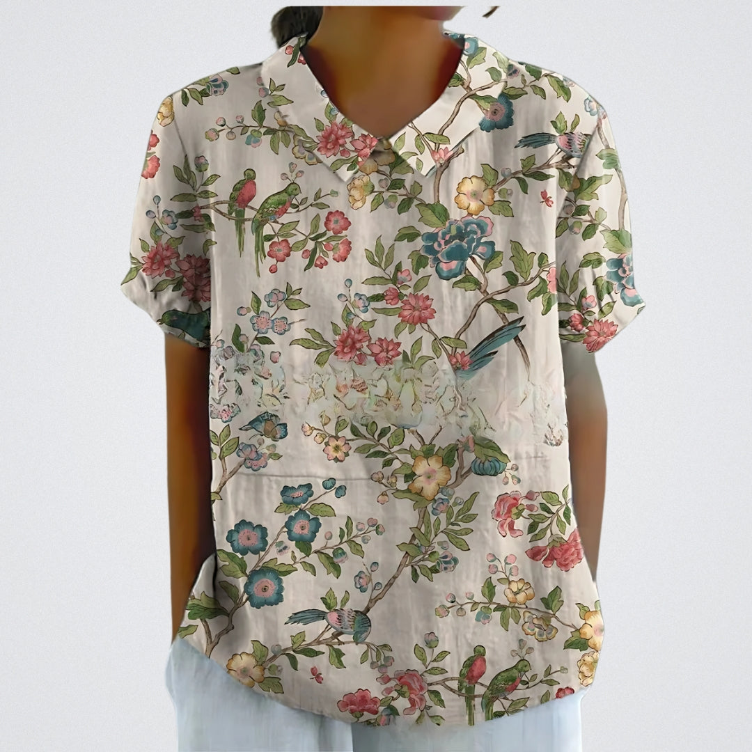 Lina™ | Bluse aus Blumen-Leinen