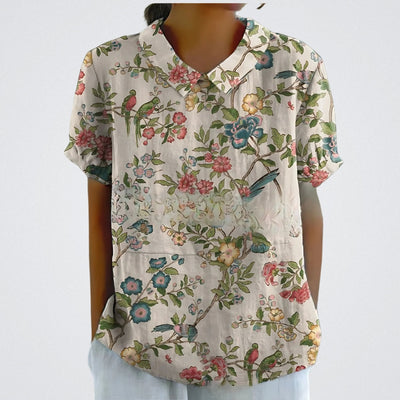 Lina™ | Bluse aus Blumen-Leinen