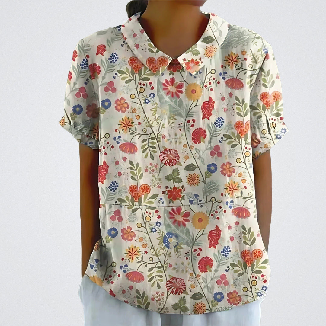 Lina™ | Bluse aus Blumen-Leinen