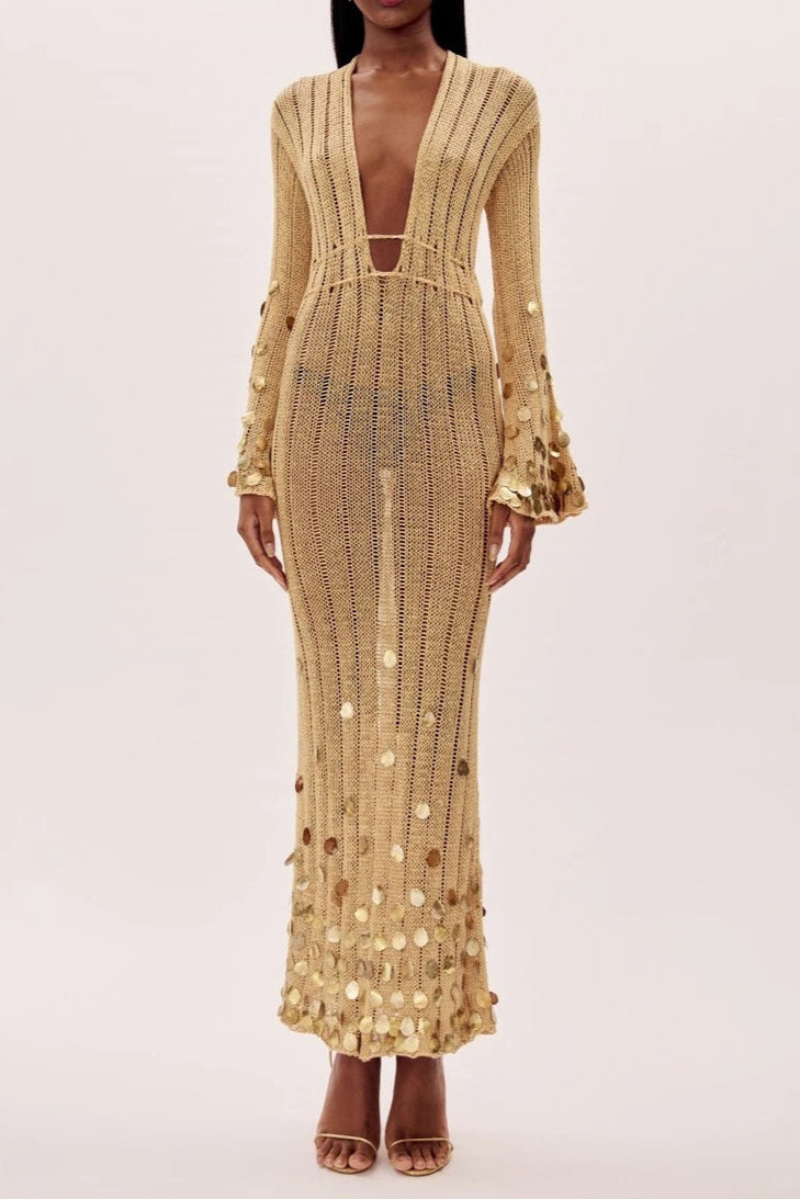 Goldie | Goldene Mesh Glamour Kleid