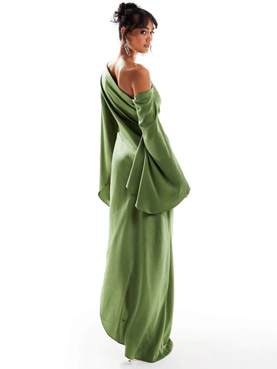 Smaragd Eleganz – Maxi Kleid