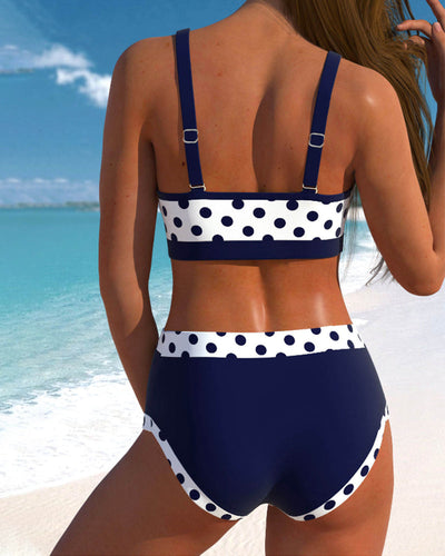 Hannah™ | Hochgeschnittener Bikini mit Patchwork-Muster und Punkten