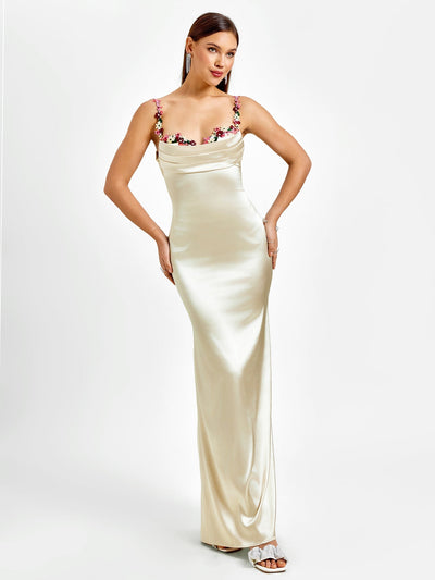 Fiorella Satin Kleid | Maxi Kleid