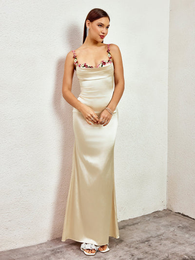 Fiorella Satin Kleid | Maxi Kleid