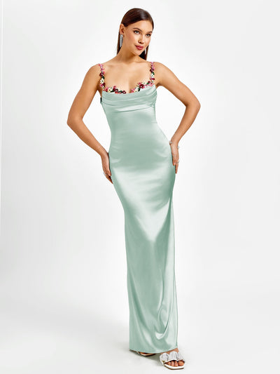Fiorella Satin Kleid | Maxi Kleid