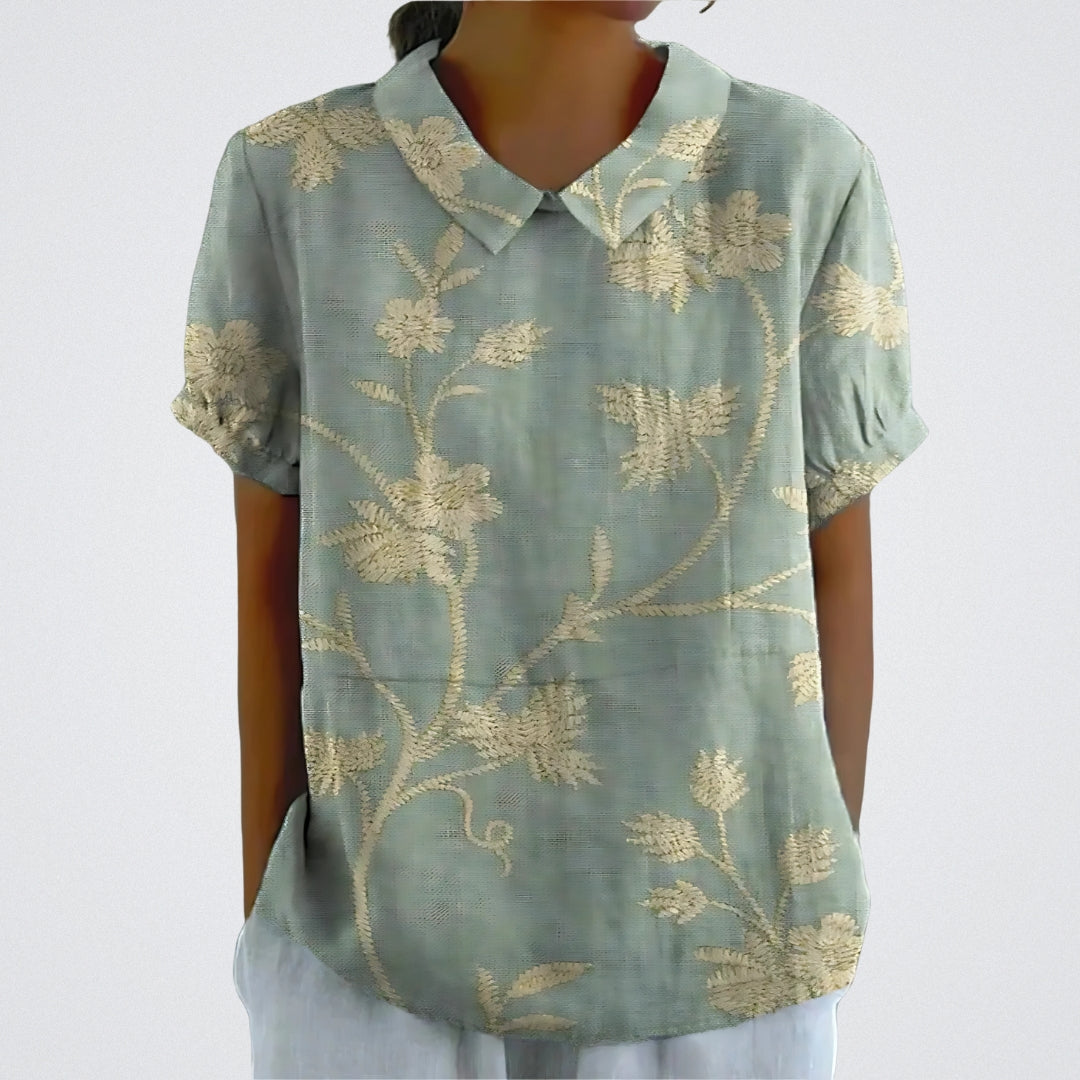 Lina™ | Bluse aus Blumen-Leinen