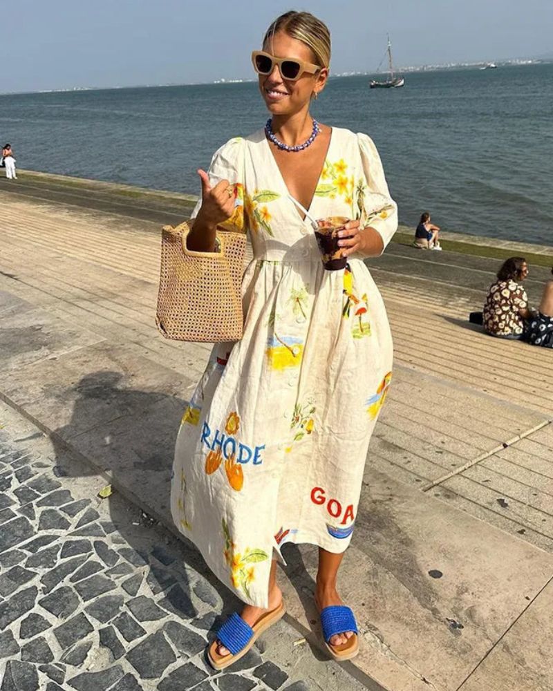 ANNI™ | Leinenkleid mit Druck