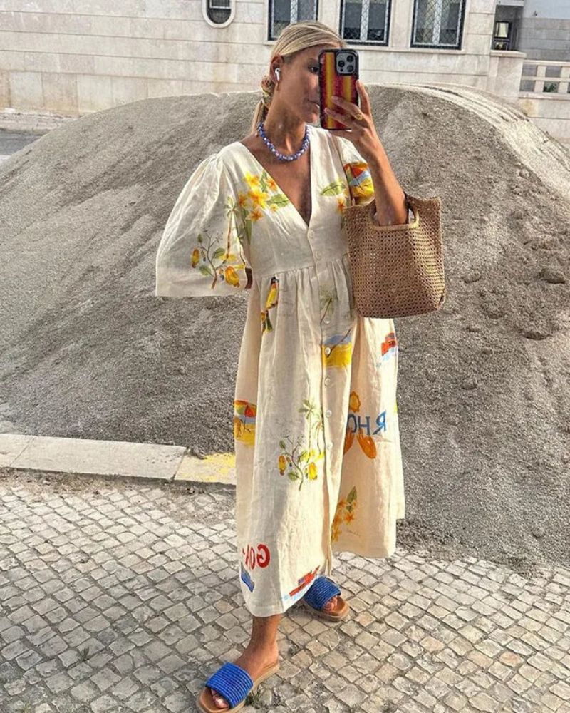 ANNI™ | Leinenkleid mit Druck