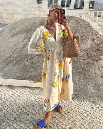 ANNI™ | Leinenkleid mit Druck
