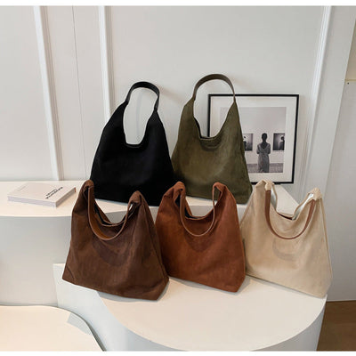 RetroSoft Suede | Schultertasche mit Passender Clutch