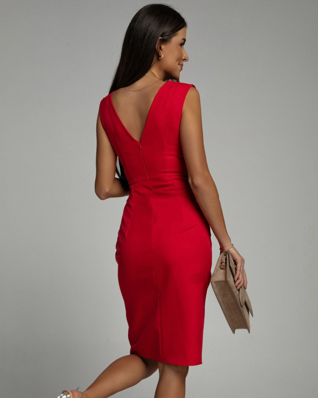 Fresia™ | Enges Kleid mit V-Ausschnitt und Schlitz