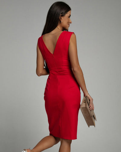 Fresia™ | Enges Kleid mit V-Ausschnitt und Schlitz