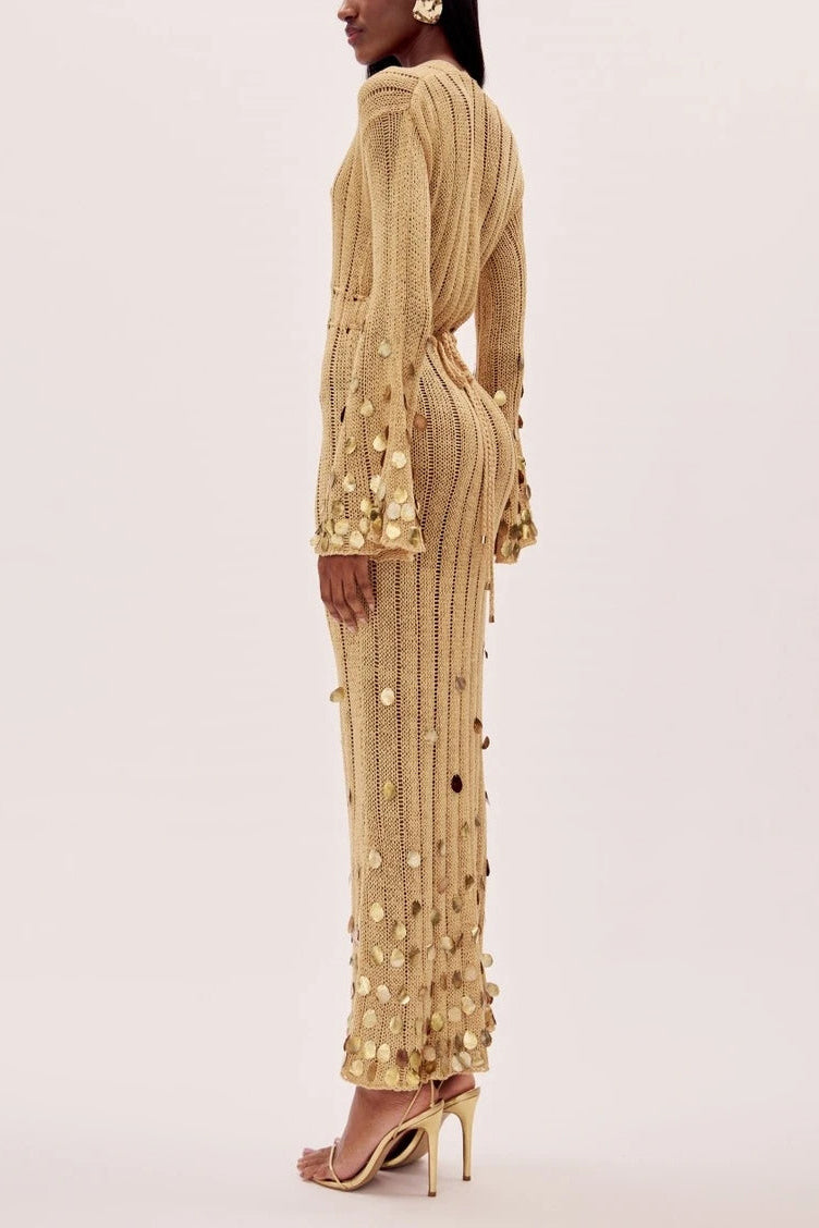 Goldie | Goldene Mesh Glamour Kleid