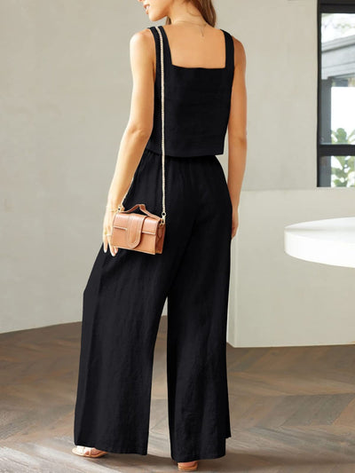 Maxina | Luftiges Damen Set mit Cropped Top & Weit geschnittene Hose