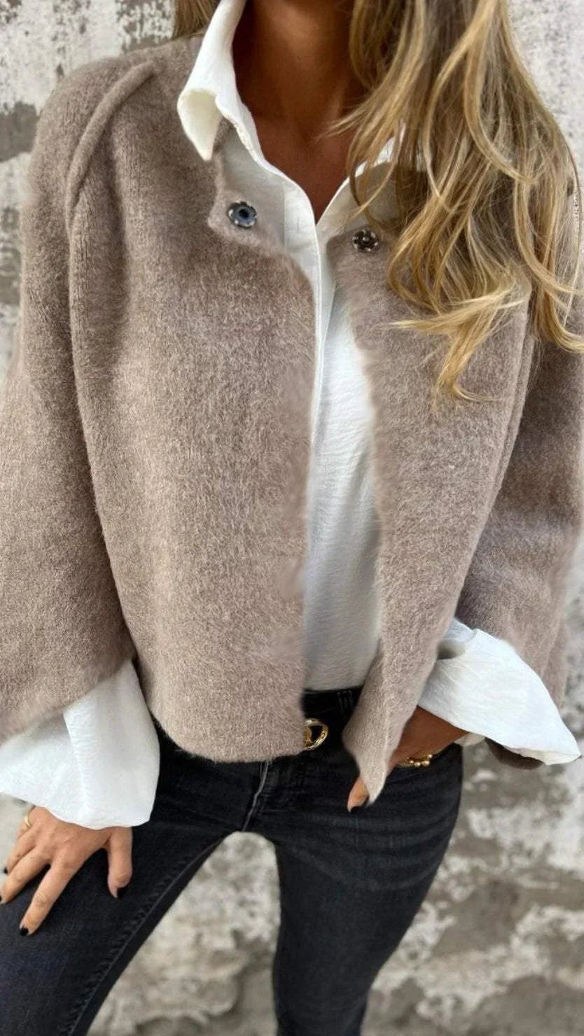 Celeste™ - Wollmantel mit Rundhalsausschnitt und langen Ärmeln