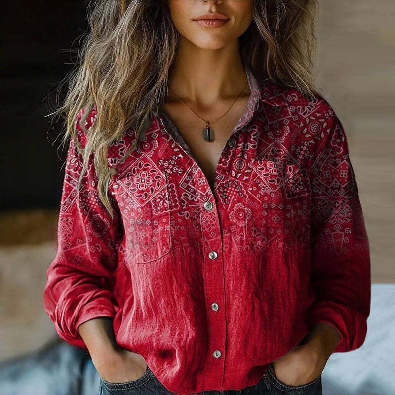 Mira™ - Vintage Bedruckte Bluse
