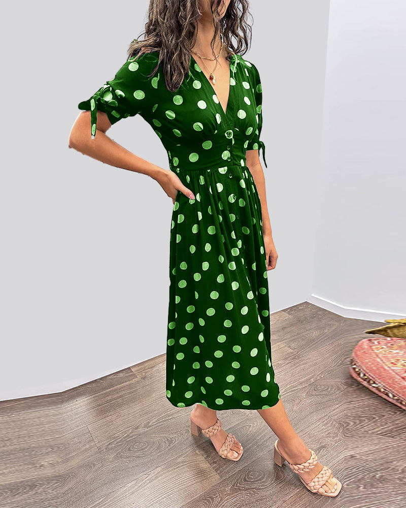 Mina™ | Kleid mit V-Ausschnitt und Punkten