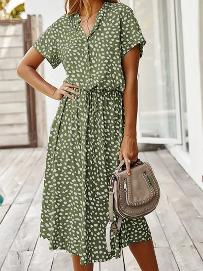 Zanelya | Midi Sommerkleid mit Abstract Dots Print & Knopfverschluss