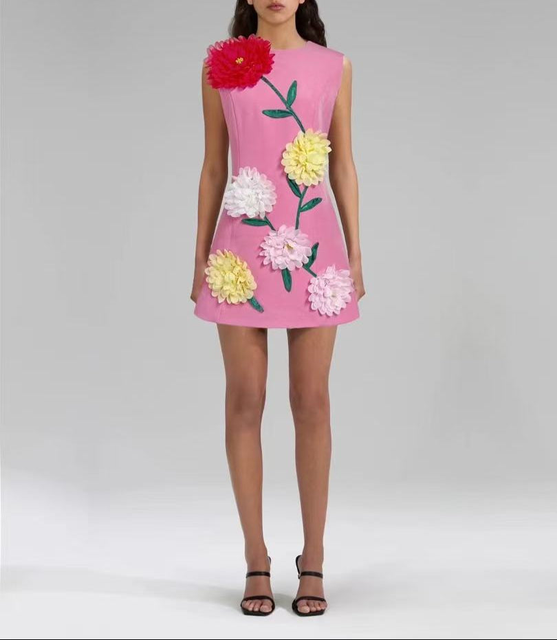 Floretta | Blumenkleid mit 3D-Effekt in Fröhlichen Farben