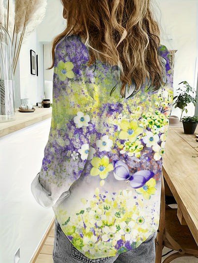 Mira™ | Langärmliges Hemd mit Kragen und Blumenmuster