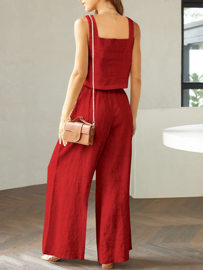 Maxina | Luftiges Damen Set mit Cropped Top & Weit geschnittene Hose
